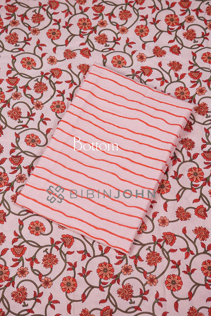 Printed Cotton Unstitched Salwar Suit Material Blush Pink bottom