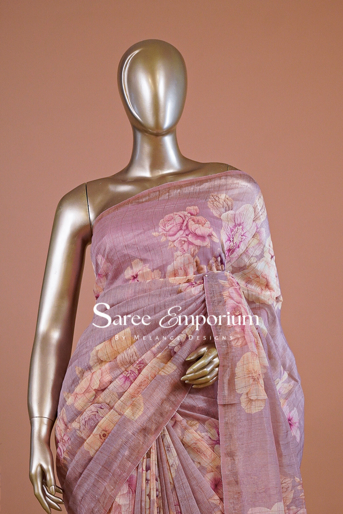 Printed Linen Saree For Women MDS0268
