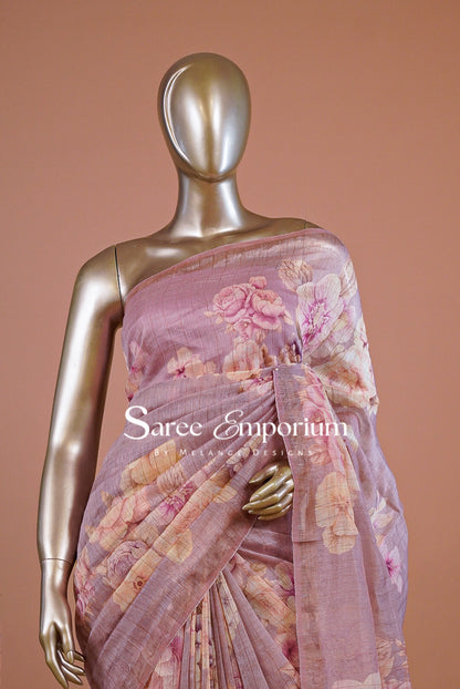 Printed Linen Saree For Women MDS0268