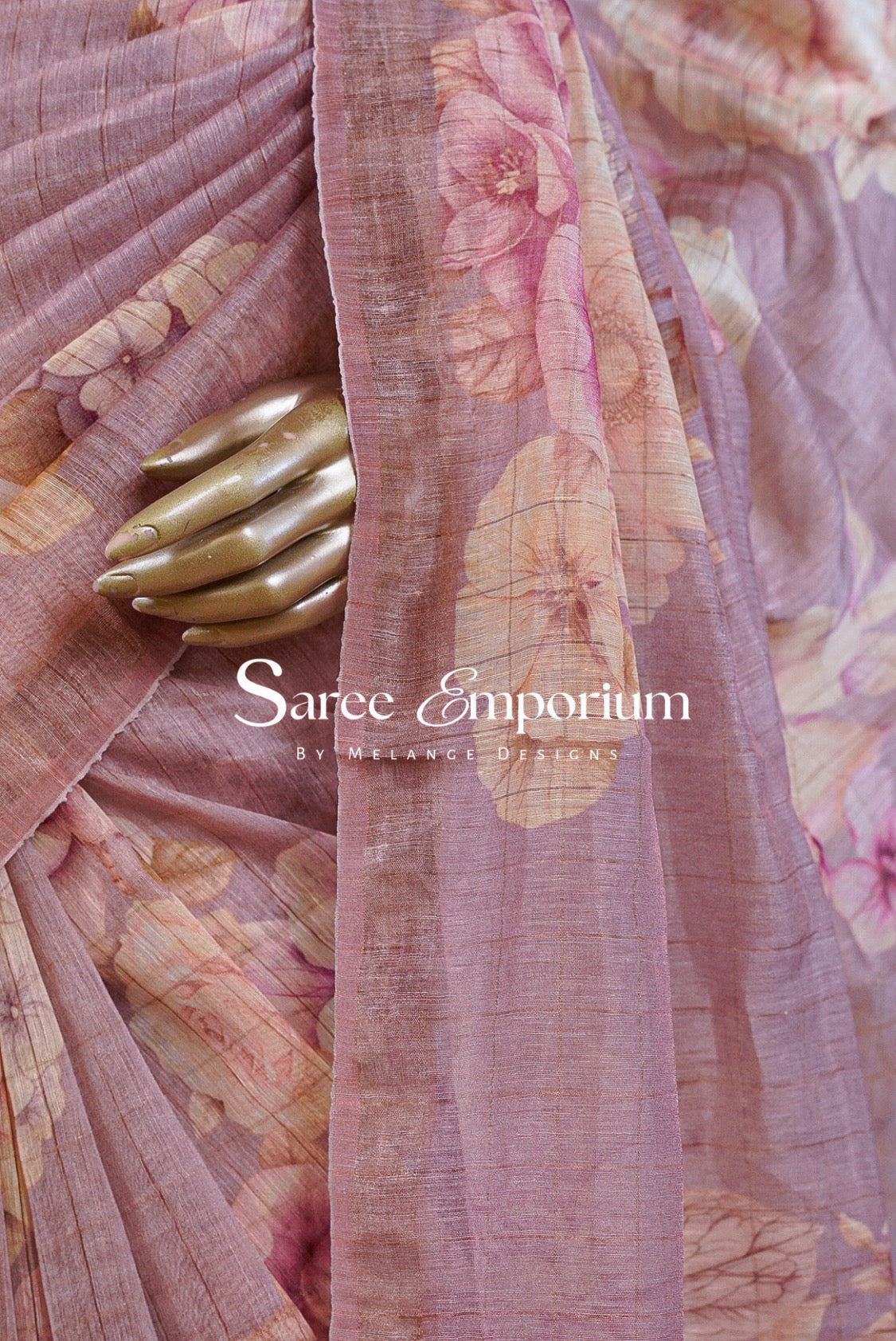 Printed Linen Saree For Women MDS0268
