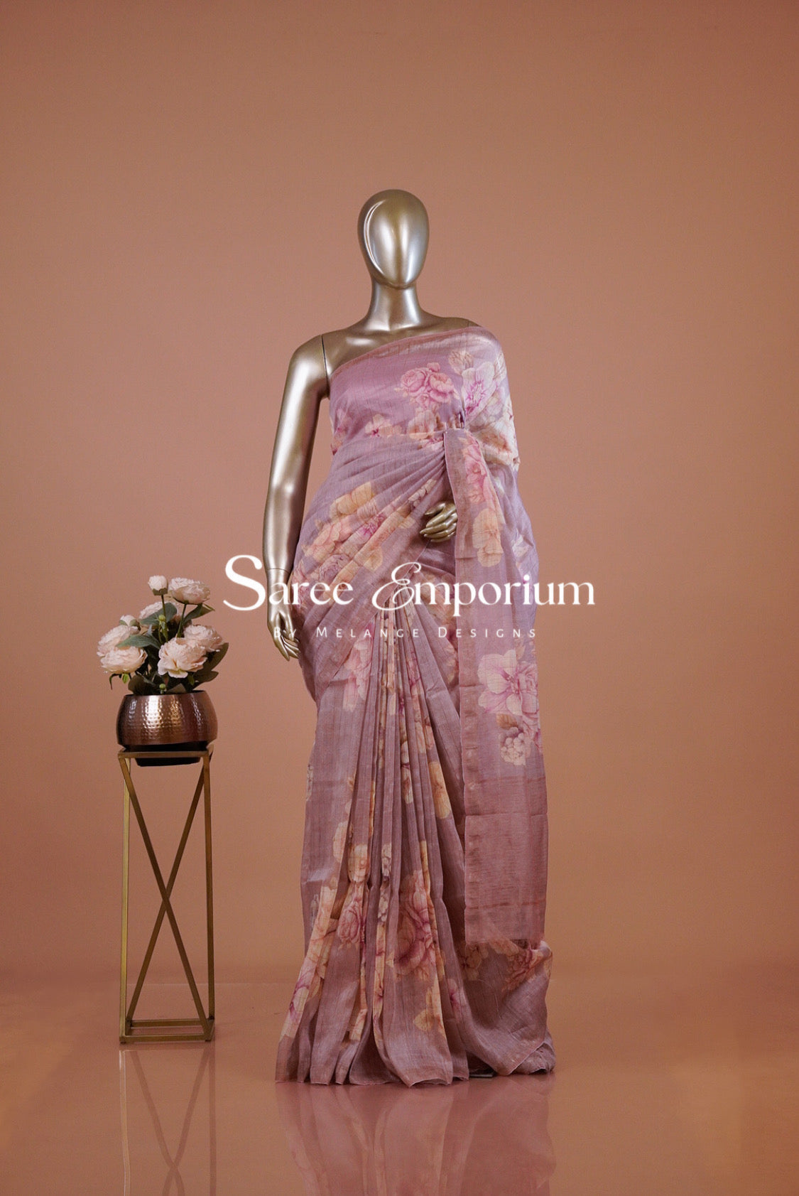 Printed Linen Saree For Women MDS0268