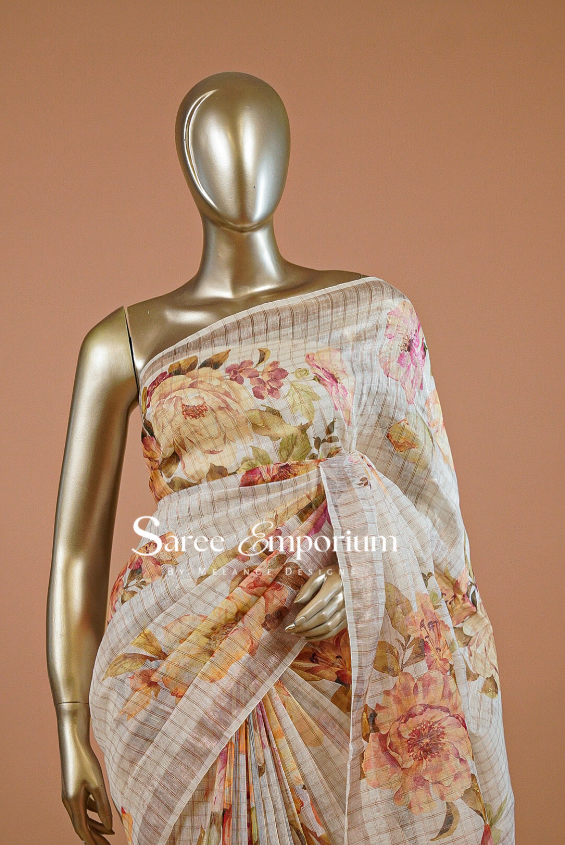 Printed Linen Saree For Women MDS0269