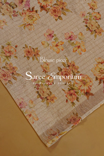 Printed Linen Saree For Women MDS0269