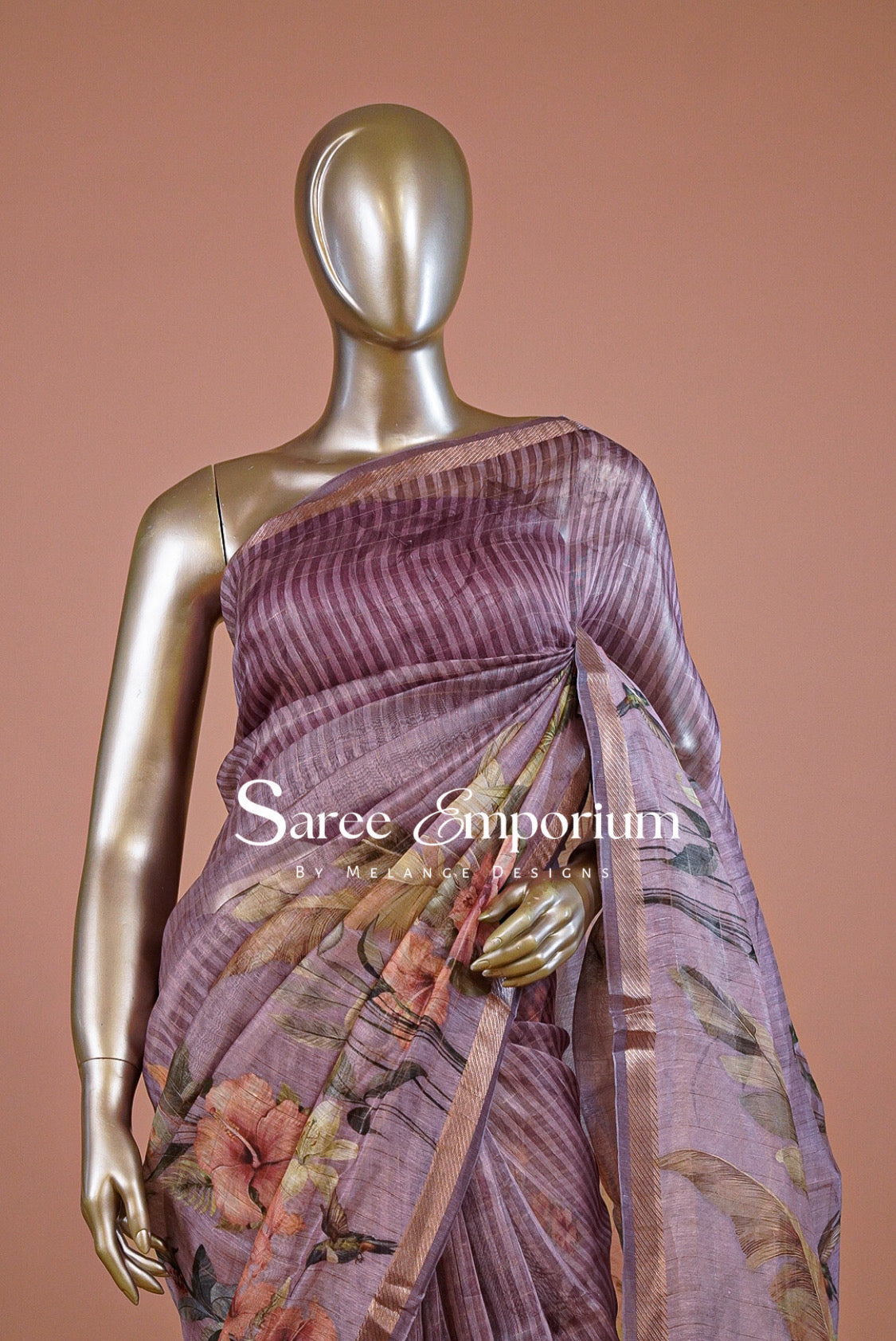 Printed Linen Saree For Women MDS0270