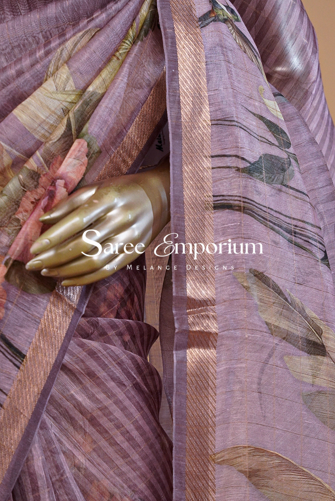 Printed Linen Saree For Women MDS0270