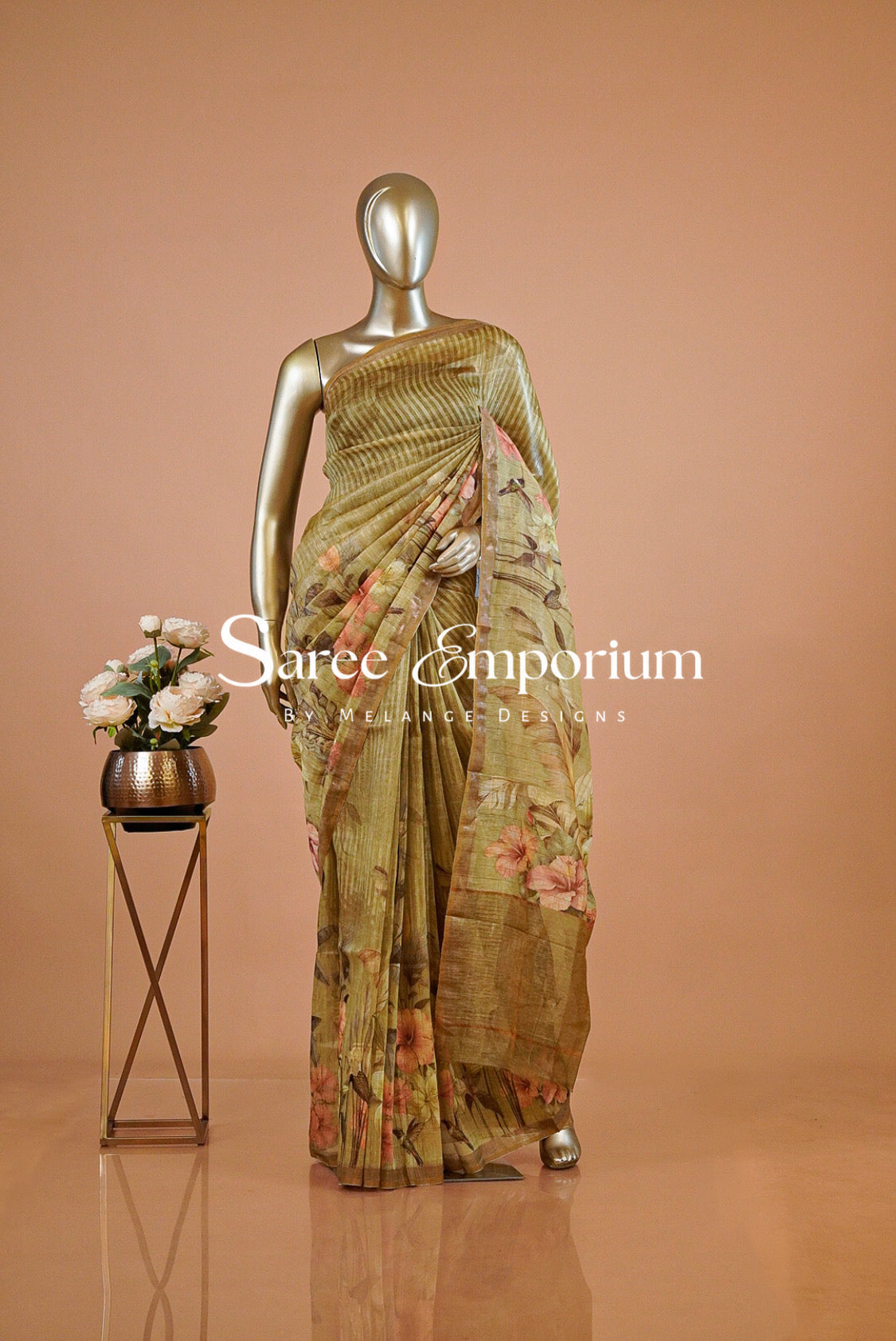 Printed Linen Saree For Women MDS0271