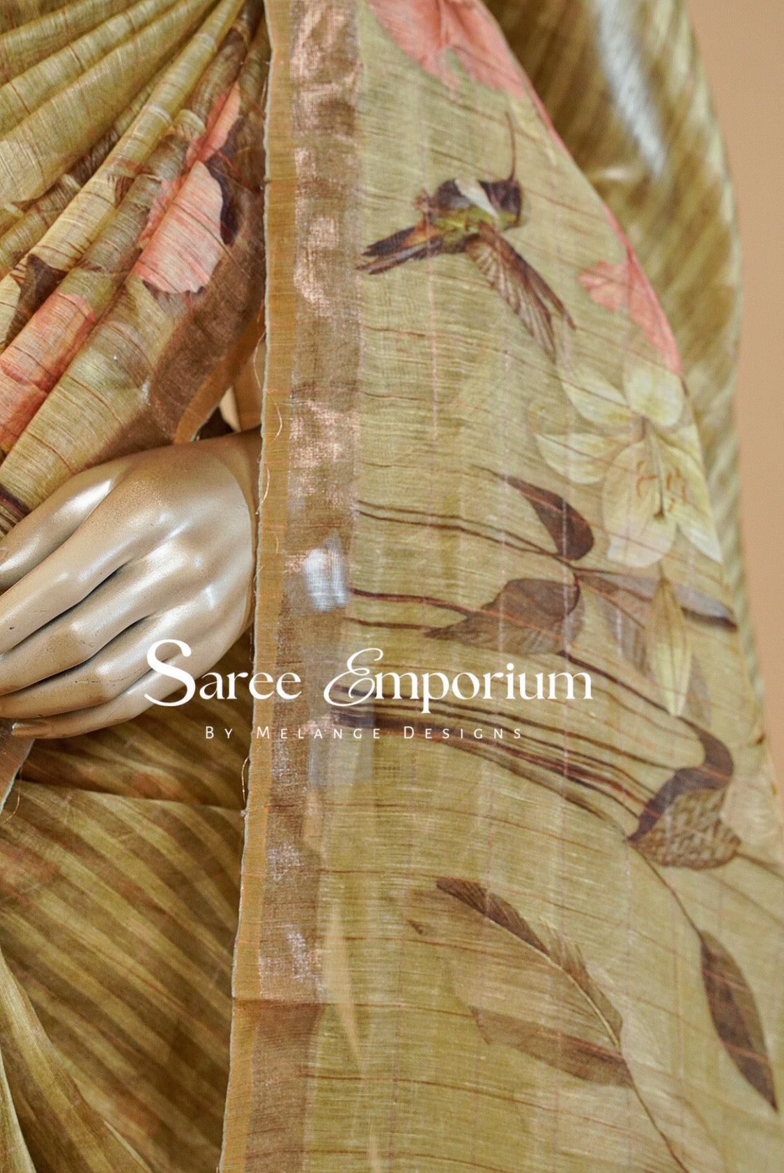 Printed Linen Saree For Women MDS0271