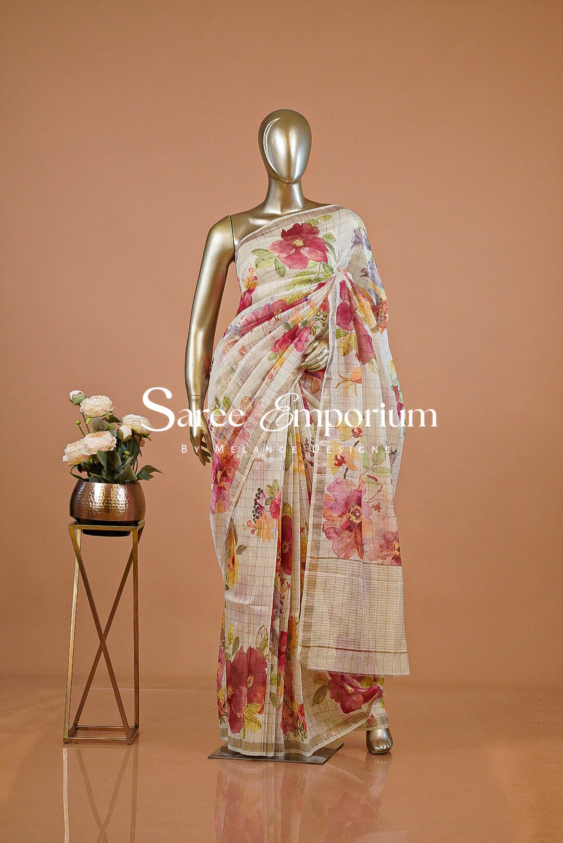 Printed Linen Saree For Women MDS0272