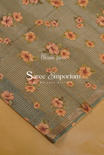Printed Linen Saree For Women MDS0273