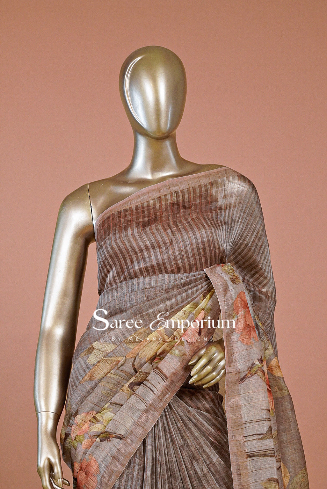 Printed Linen Saree For Women MDS0274
