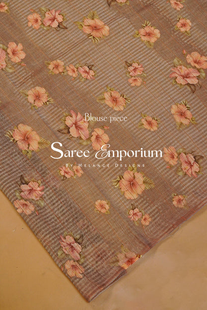 Printed Linen Saree For Women MDS0274