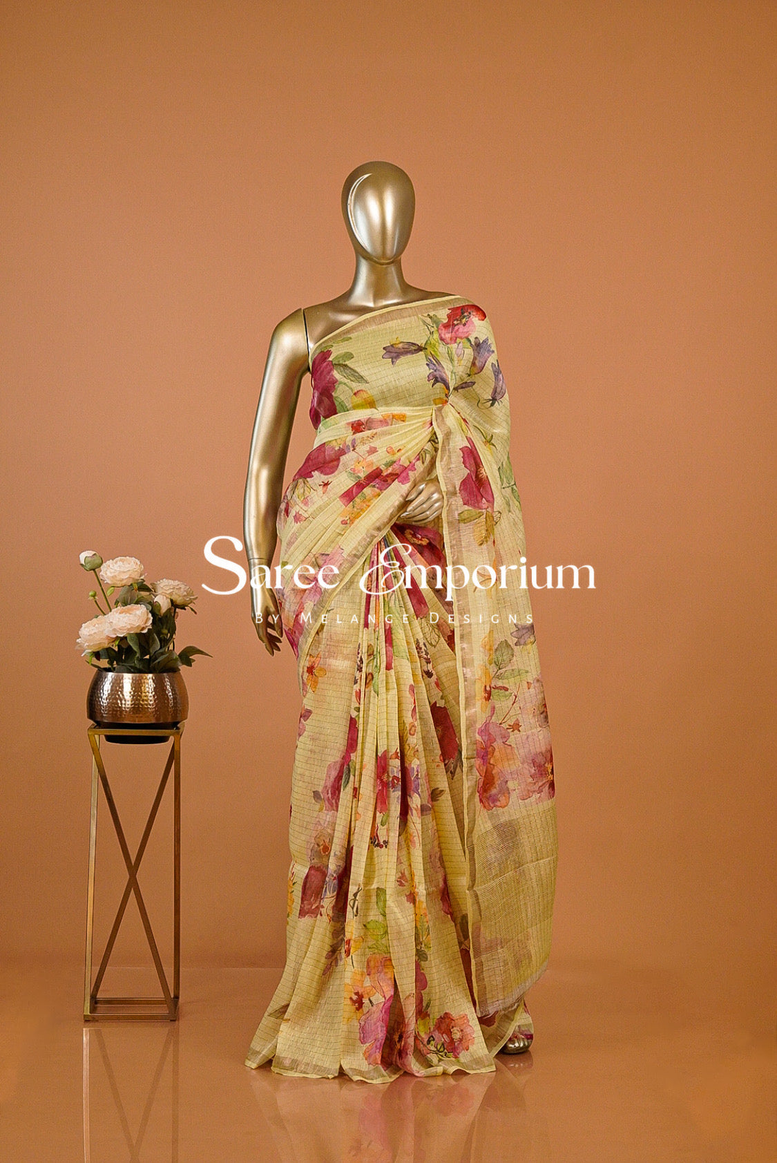 Printed Linen Saree For Women MDS0275
