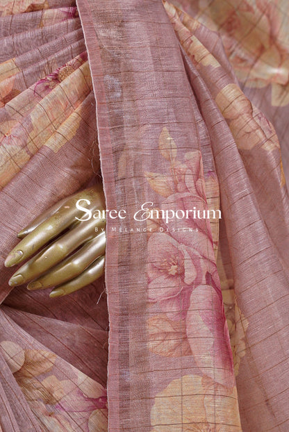 Printed Linen Saree For Women MDS0276