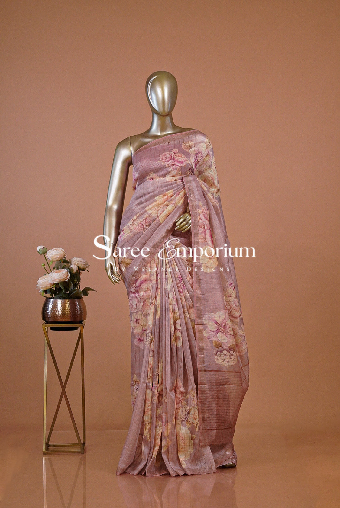 Printed Linen Saree For Women MDS0276