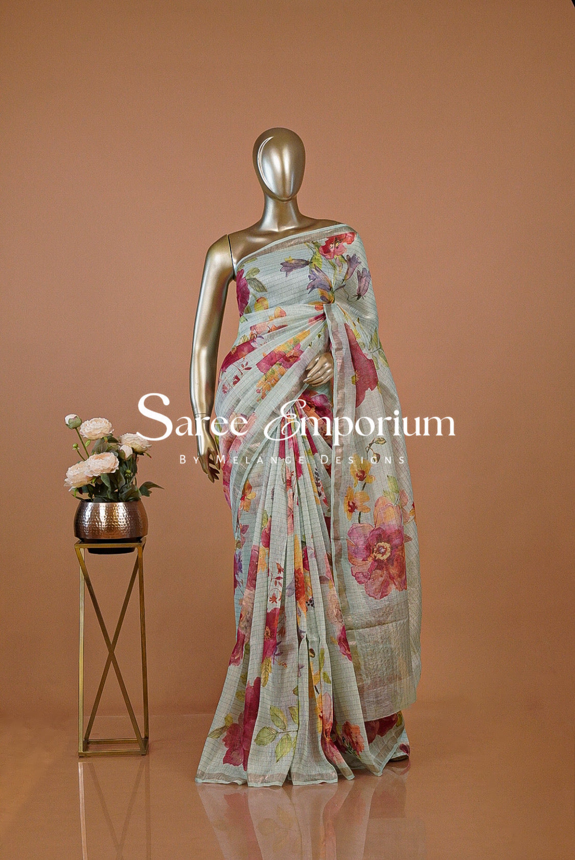 Printed Linen Saree For Women MDS0277