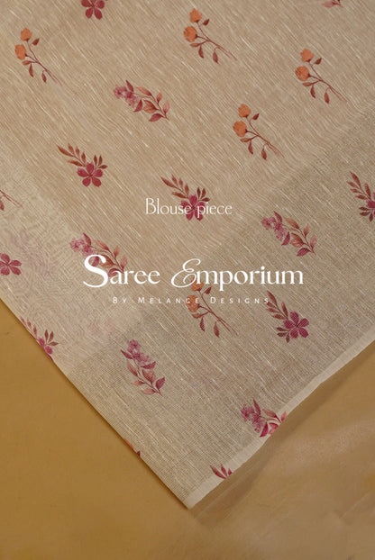 Printed Linen Saree For Women MDS0279