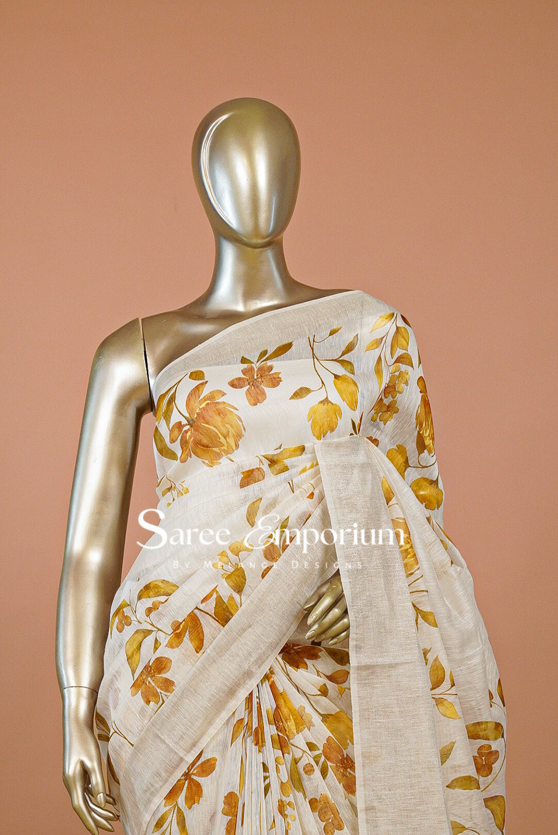 Printed Linen Saree For Women MDS0280
