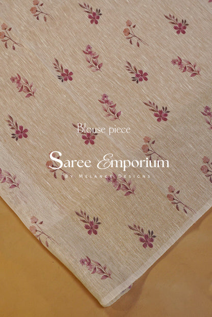 Printed Linen Saree For Women MDS0281