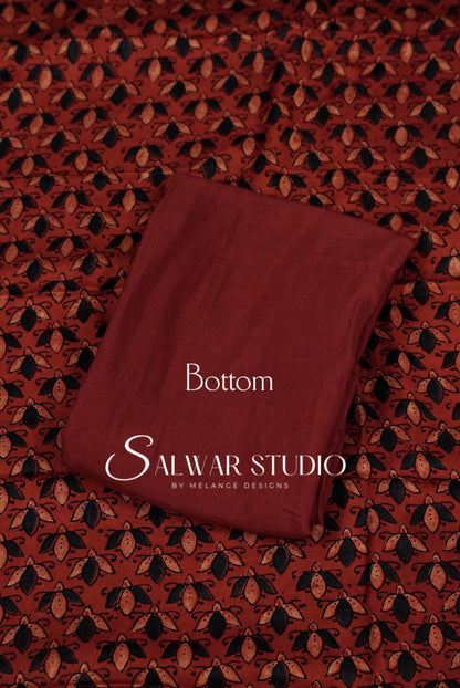 Printed Modal Unstitched Salwar Suit Dress Material Brick Red AC0247