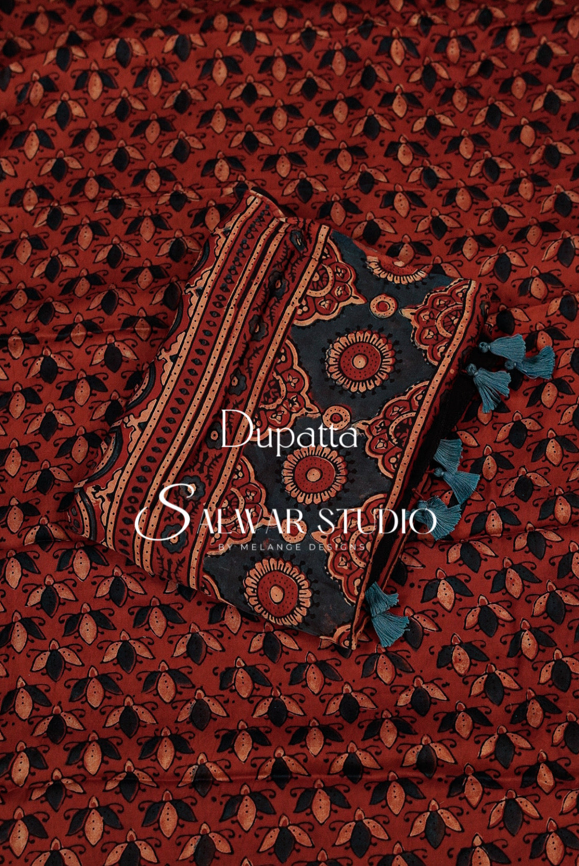 Printed Modal Unstitched Salwar Suit Dress Material Brick Red AC0247