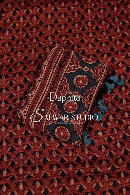 Printed Modal Unstitched Salwar Suit Dress Material Brick Red AC0247
