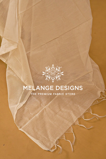 Pure Mul Chanderi Dupatta For Women White BJ0072