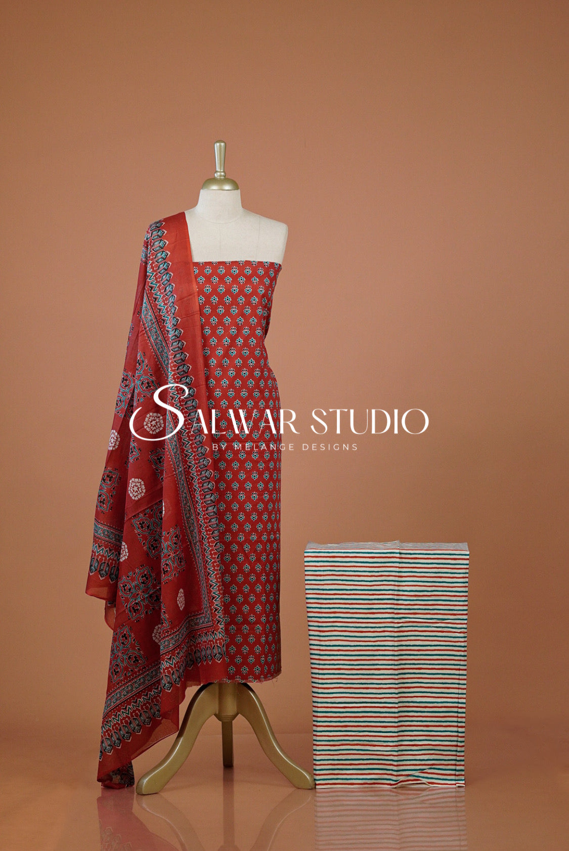 Printed Cotton Unstitched Salwar Suit Dress Material  Front View