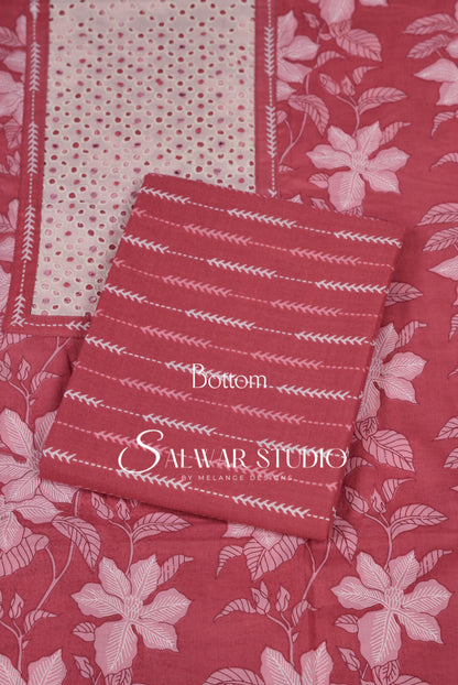 Printed Cotton Unstitched Salwar Suit Dress Material Muted Raspberry Pink AC0261