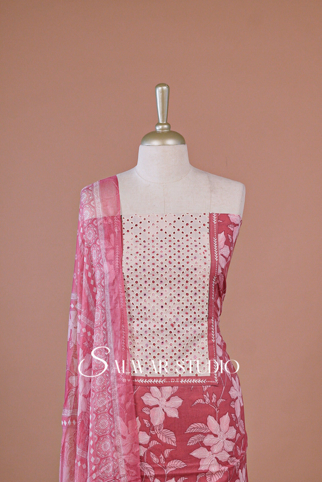 Printed Cotton Unstitched Salwar Suit Dress Material Muted Raspberry Pink AC0261
