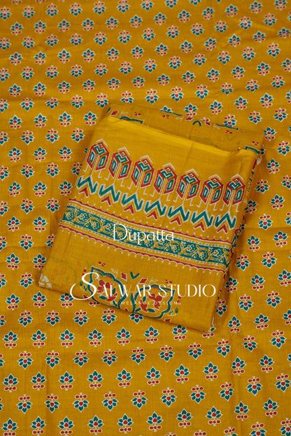 Printed Cotton Unstitched Salwar Suit Dress Material Dupatta