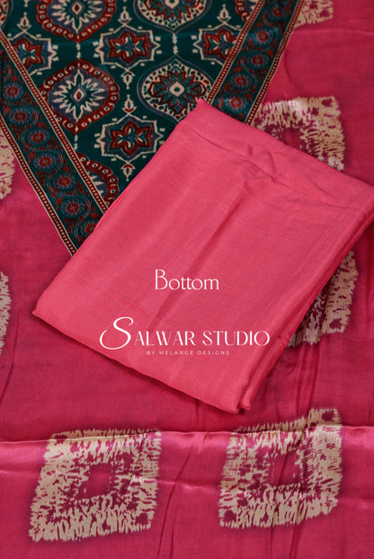 Satin Silk Unstitched Salwar Suit Dress Material Magenta AC0254