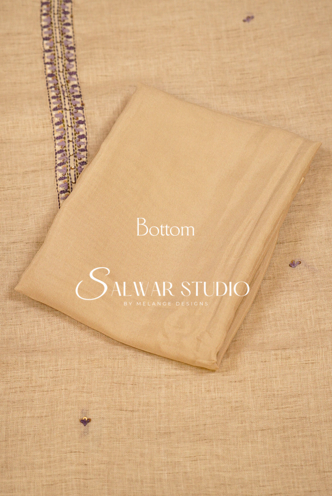 Semi Linen Embroidery Unstitched Salwar Suit Dress Material  Beige AC0386