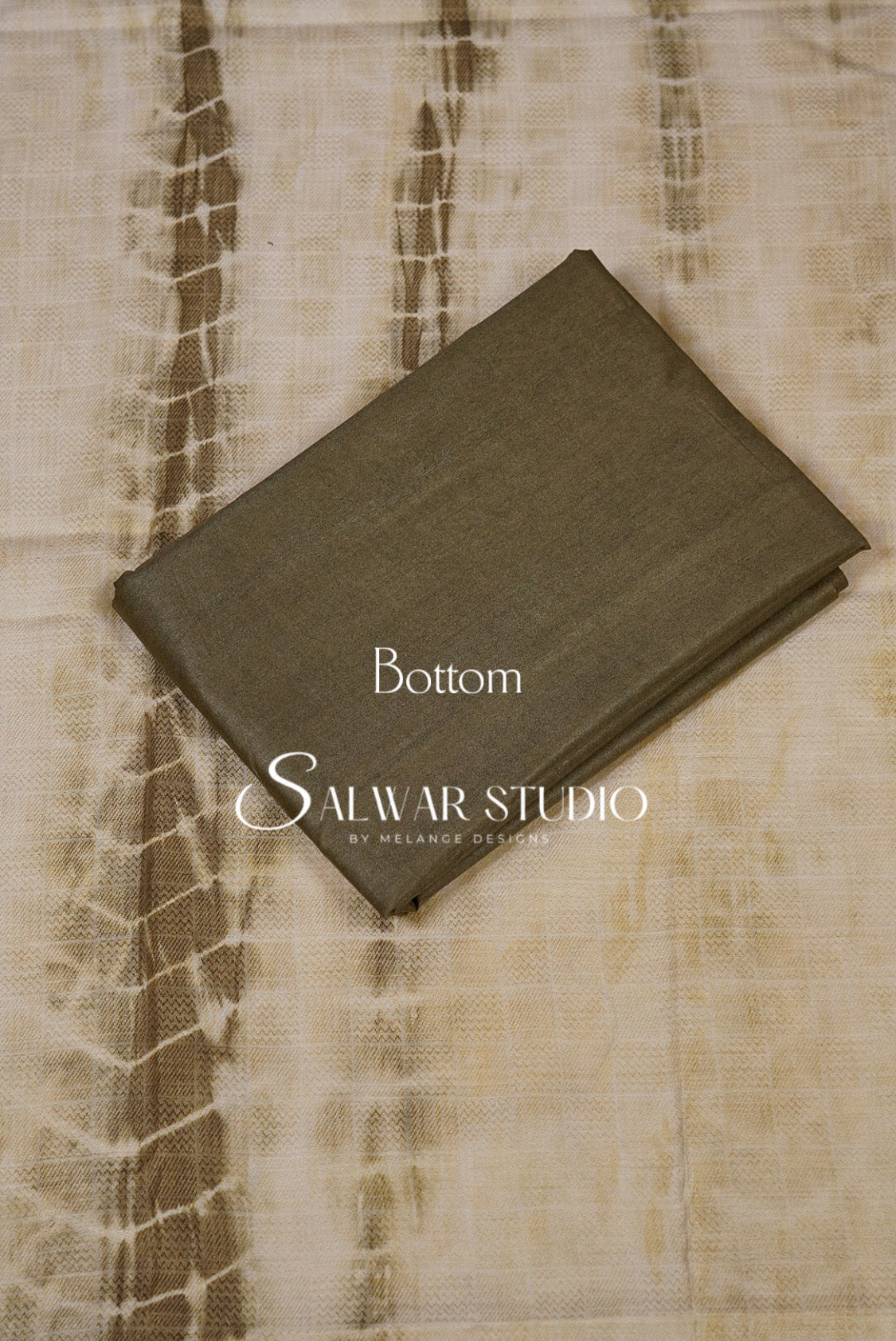 Semi Munga Unstitched Salwar Suit Dress Material Olive Green With Ivory AC0178