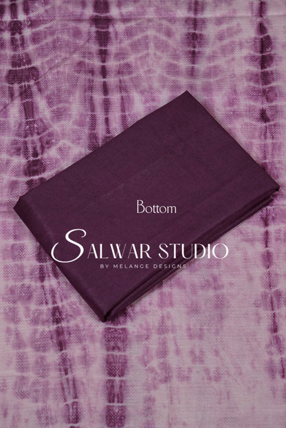 Semi Munga Unstitched Salwar Suit Dress Material Plum Purple With Ivory White AC0176