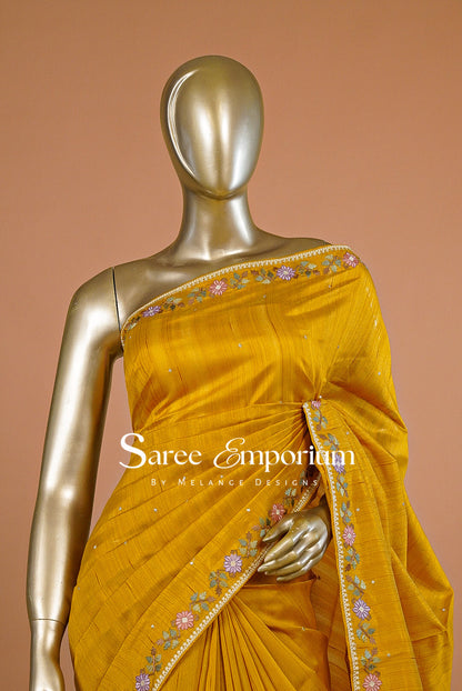 Semi Silk Embroidery Saree For Women MDS0284