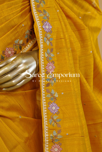 Semi Silk Embroidery Saree For Women MDS0284