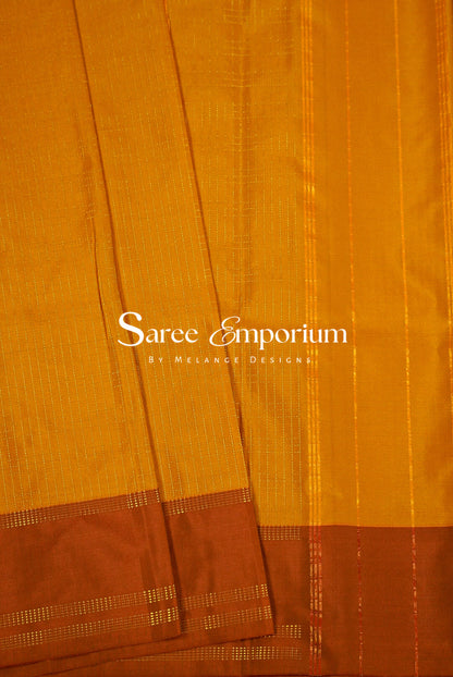 Semi Silk Saree For Women Turmeric Mustard Yellow.