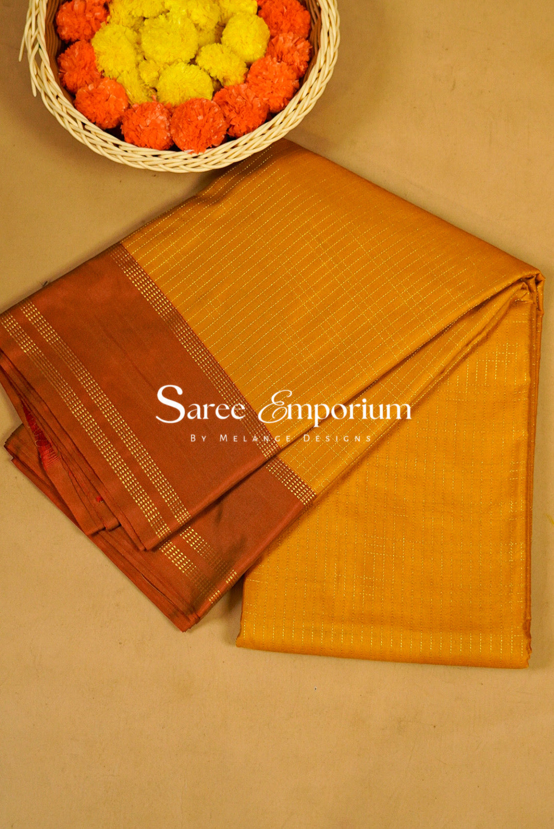 Semi Silk Saree For Women Turmeric Mustard Yellow.