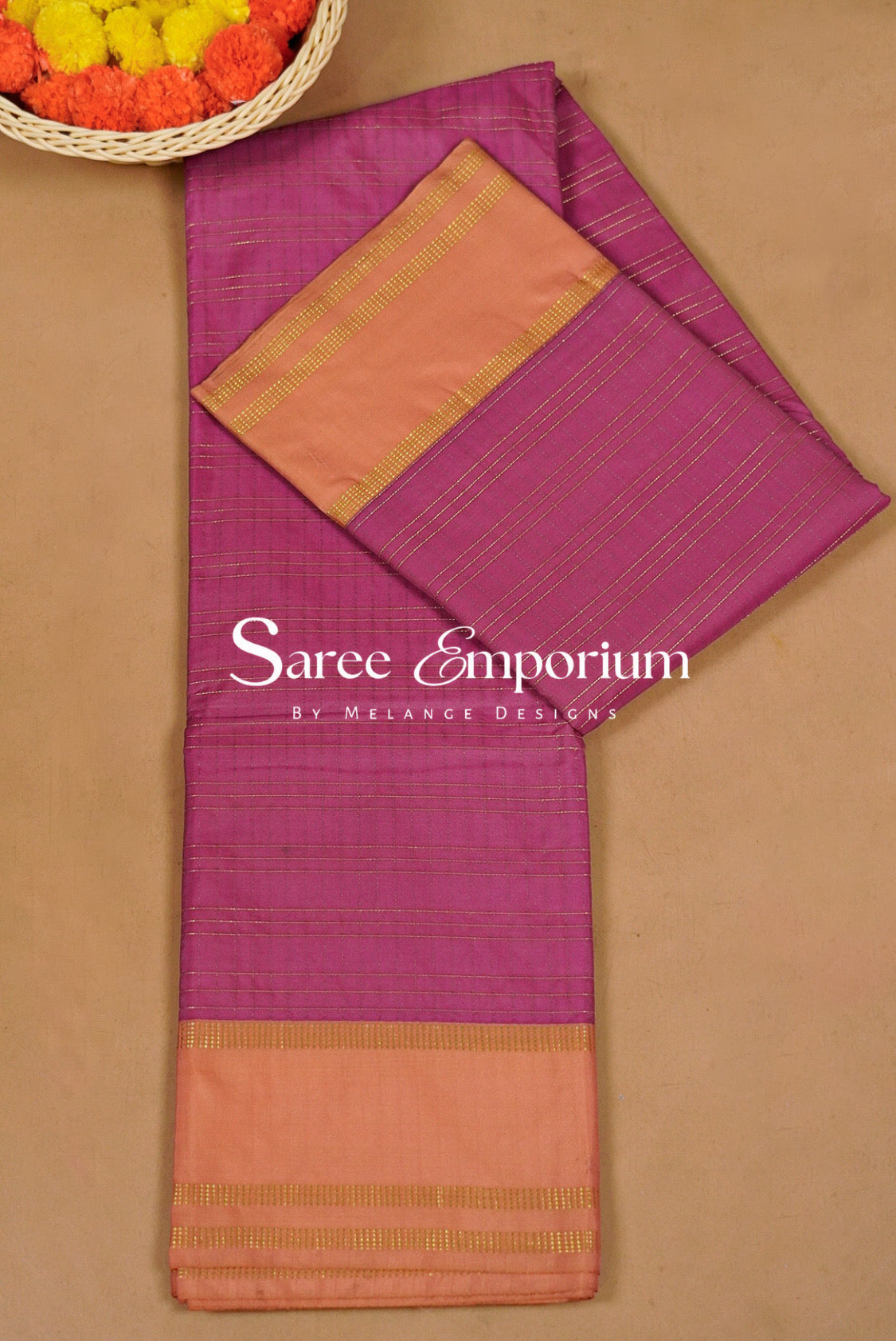 Semi Silk Saree For Women Rani Pink Full View.