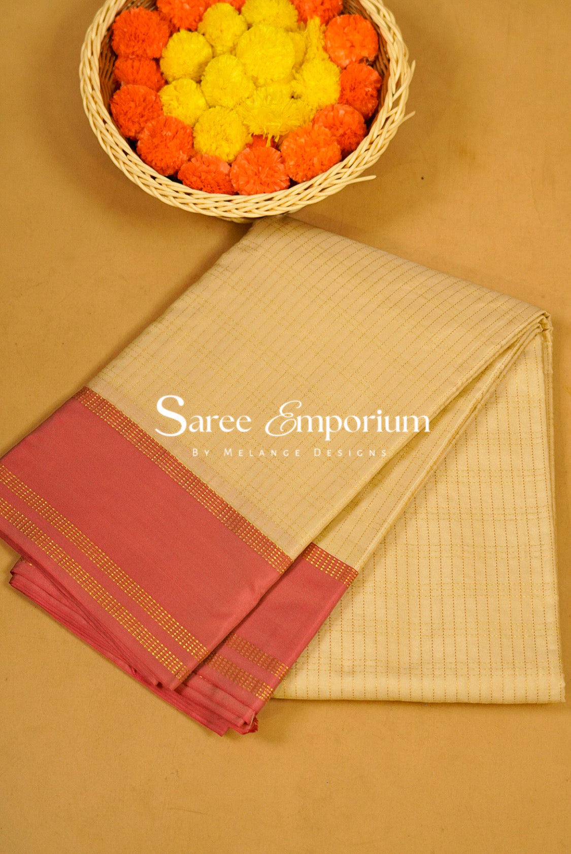 Semi Silk Saree For Women Ivory-Cream .