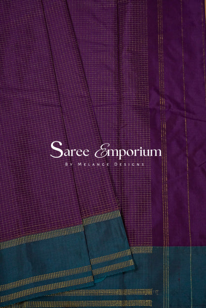 Semi Silk Saree For Women Deep Purple .