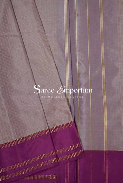 Semi Silk Saree For Women Lavender-Grey.