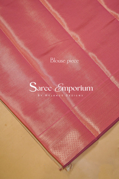 Semi Silk Saree For Women Dusty Rose Pink-Blouse Piece.