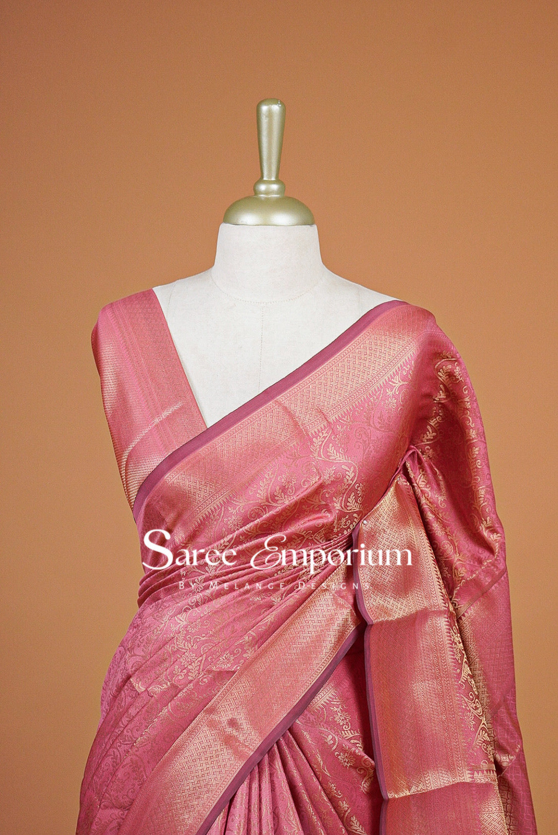 Semi Silk Saree For Women Dusty Rose Pink-Close UP.