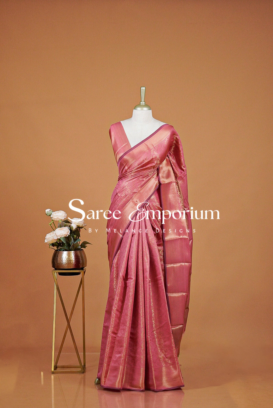 Semi Silk Saree For Women Dusty Rose Pink