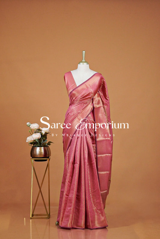 Semi Silk Saree For Women Dusty Rose Pink