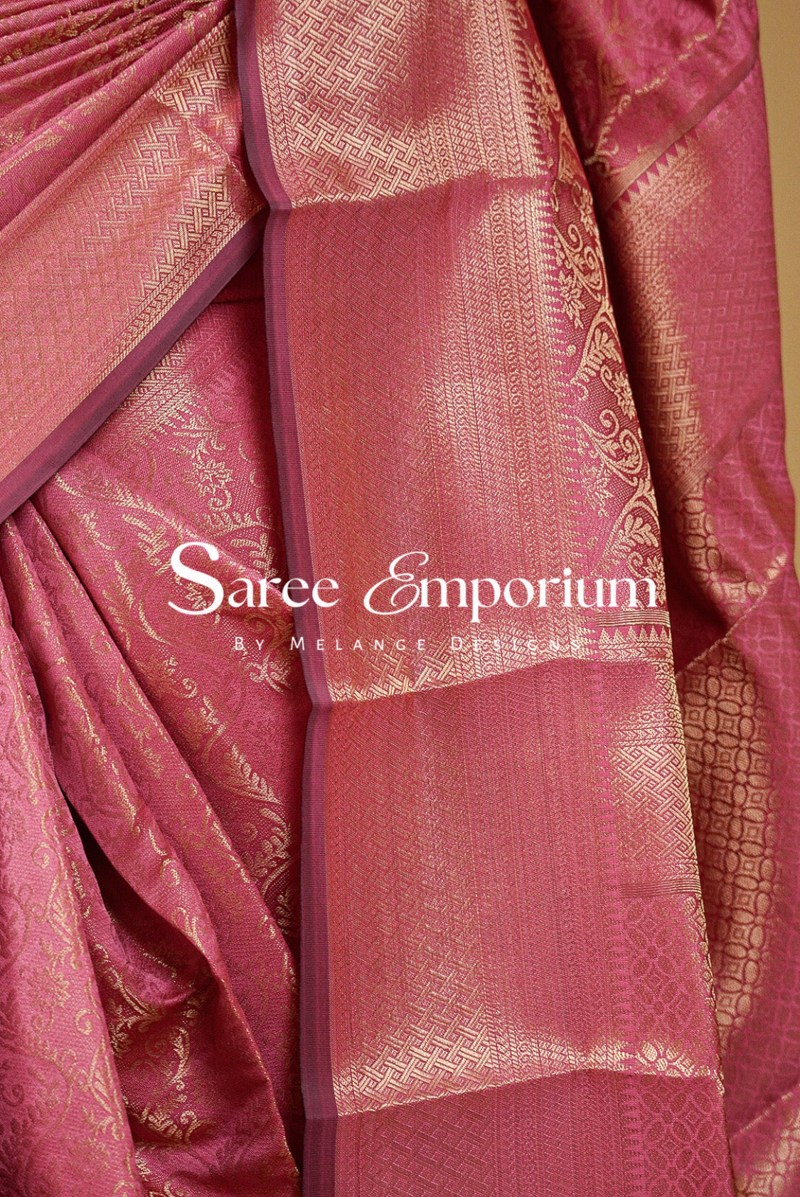 Semi Silk Saree For Women Dusty Rose Pink-Side View.