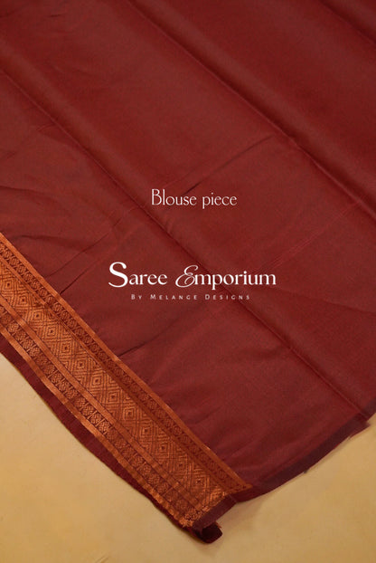 Semi Silk Saree For Women Deep Maroon -Blouse Piece.