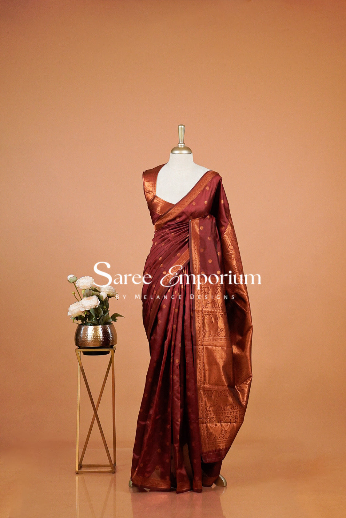 Semi Silk Saree For Women Deep Maroon 