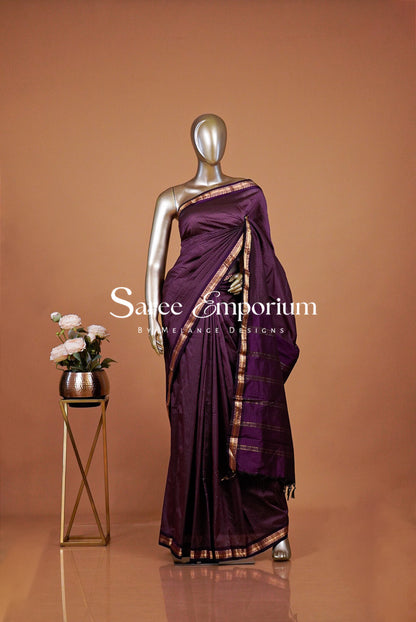 Semi Silk Saree For Women Plum Purple 